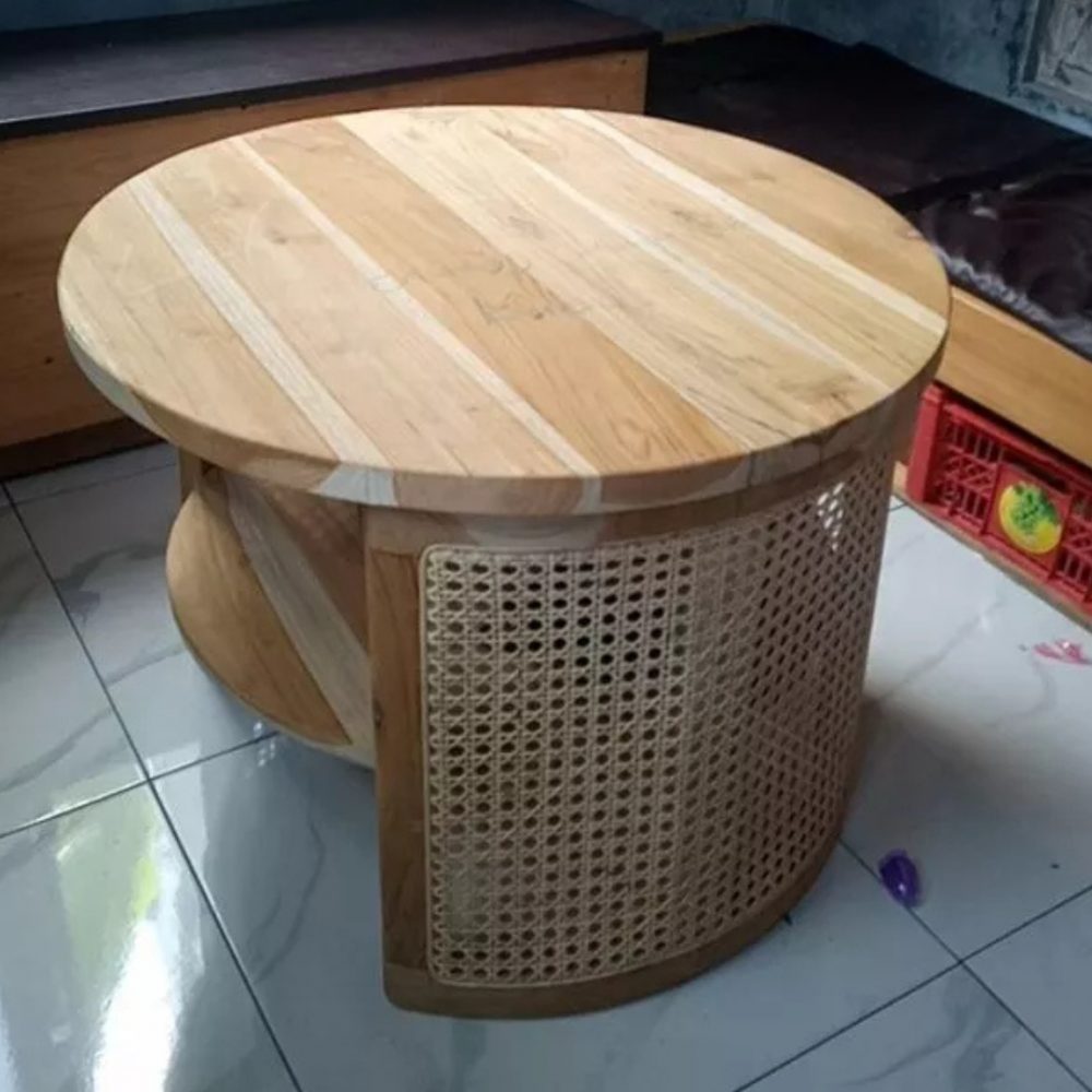 Meja Kopi Bundar Kayu Jati - Image 5