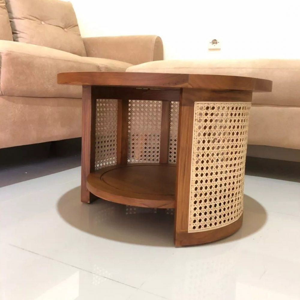 Meja Kopi Bundar Kayu Jati - Image 4