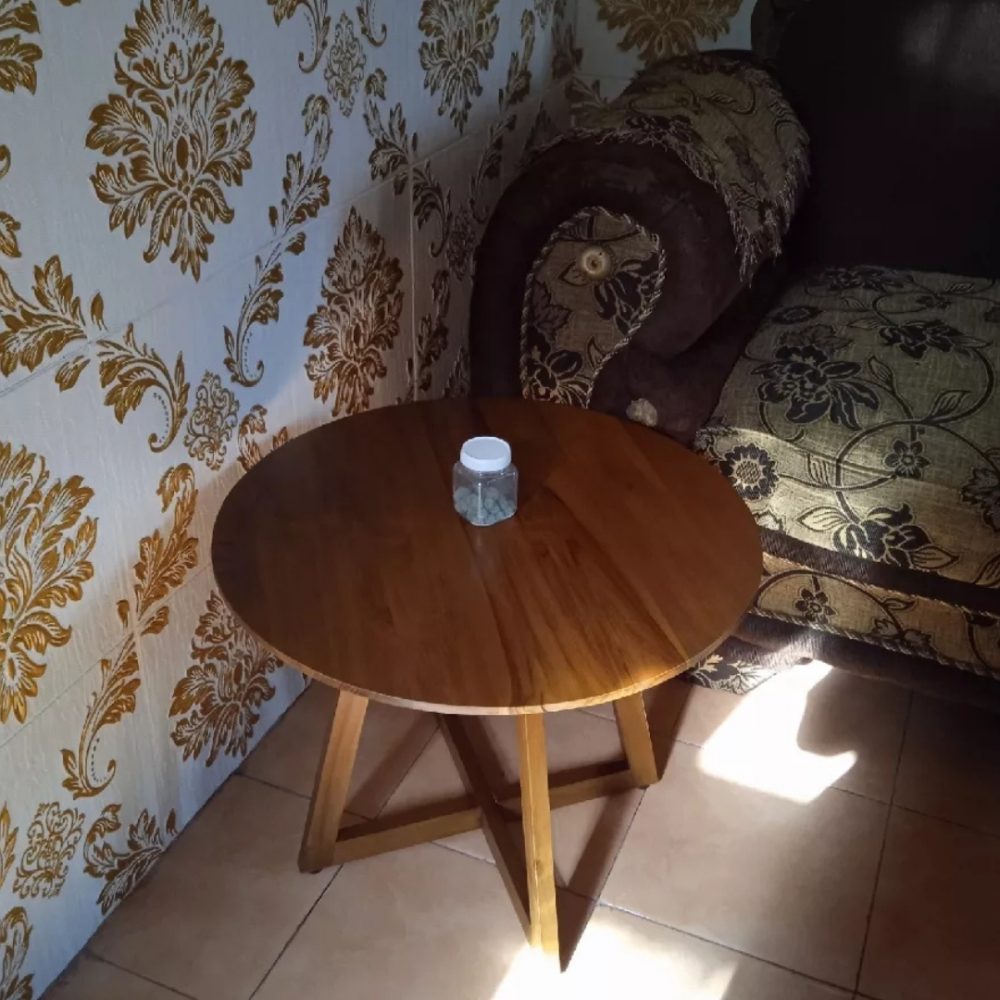 Meja Kopi Kayu Jati Minimalis Natural - Image 4