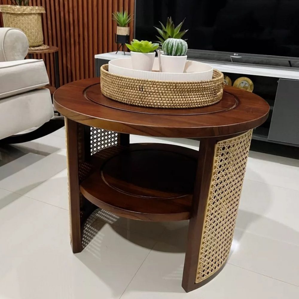 Meja Kopi Bundar Kayu Jati - Image 3