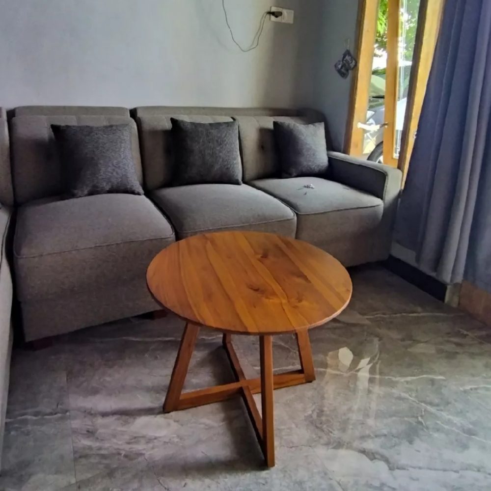 Meja Kopi Kayu Jati Minimalis Natural - Image 2