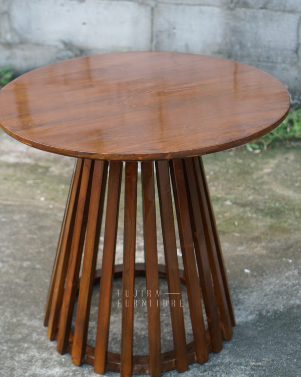 Meja Kopi Bundar Kayu Jati minimalis