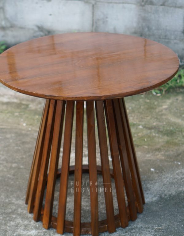 Meja Kopi Bundar Kayu Jati minimalis
