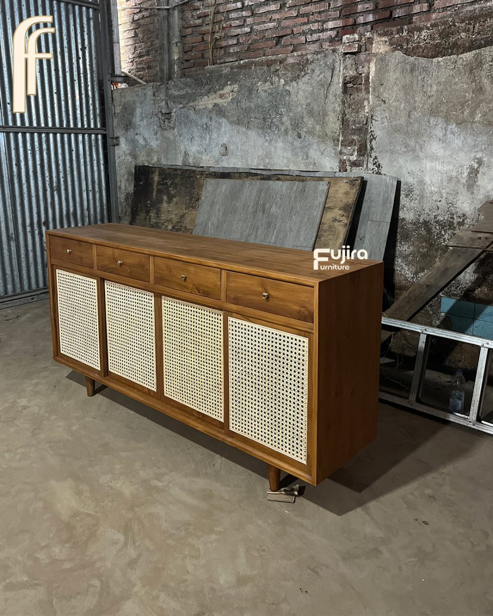 bufet TV rotan bufet hias rotan cabinet klasik - Image 2