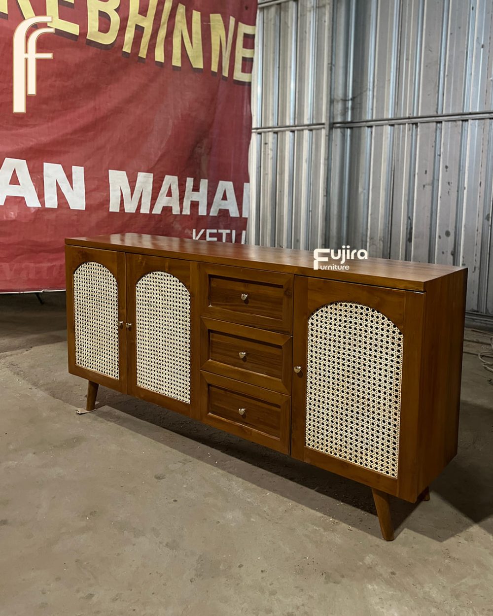 bufet TV minimalis rotan bufet ruang tamu pajangan bufet rotan kabinet rumah - Image 2